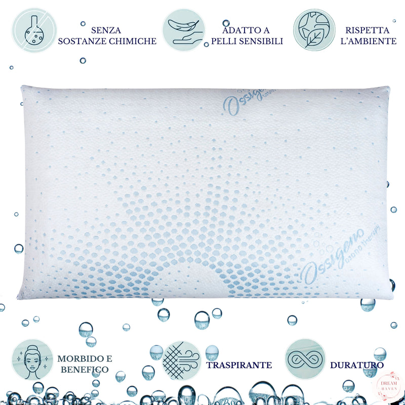 Chargez l'image dans la visionneuse de la galerie, DREAM HAVEN Cuscino Alto 15 cm, Cuscino Memory Foam Forato con Federa Ossigeno Traspirante, Antiacaro, Antirughe e Anallergica, Cuscino Letto Ergonomico Made in Italy
