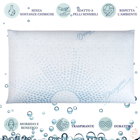 DREAM HAVEN Cuscino Alto 15 cm, Cuscino Memory Foam Forato con Federa Ossigeno Traspirante, Antiacaro, Antirughe e Anallergica, Cuscino Letto Ergonomico Made in Italy