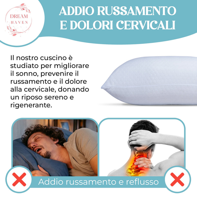 Chargez l'image dans la visionneuse de la galerie, Cuscino Alto 18 cm in Memory Foam, Antirussamento e Antireflusso, Cuscino Cervicale per Dormire con Federa Refresh Antiacaro e Anallergica, Cuscino Letto Ergonomico Made in Italy
