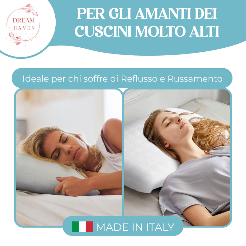 Chargez l'image dans la visionneuse de la galerie, Cuscino Alto 18 cm in Memory Foam, Antirussamento e Antireflusso, Cuscino Cervicale per Dormire con Federa Refresh Antiacaro e Anallergica, Cuscino Letto Ergonomico Made in Italy

