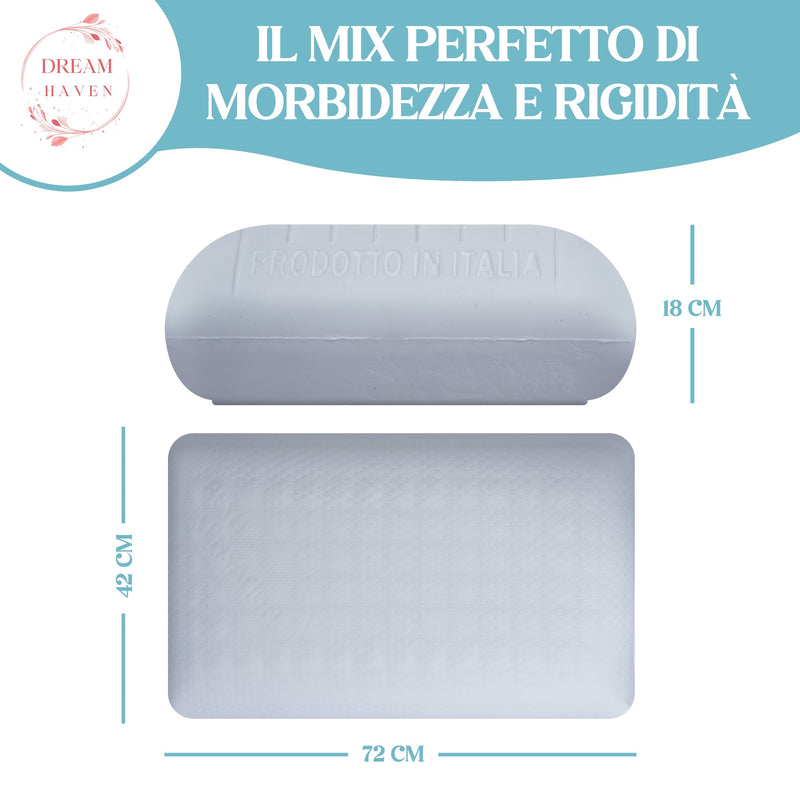 Chargez l'image dans la visionneuse de la galerie, Cuscino Alto 18 cm in Memory Foam, Antirussamento e Antireflusso, Cuscino Cervicale per Dormire con Federa Refresh Antiacaro e Anallergica, Cuscino Letto Ergonomico Made in Italy
